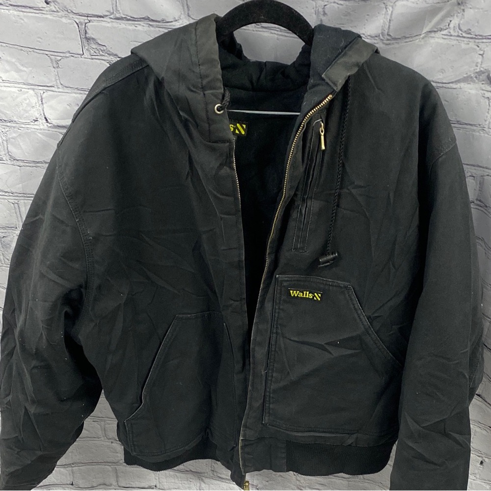 Walls Workwear Men's Large Heavy Duty Insulated Duck Hooded Bomber Coat canvas